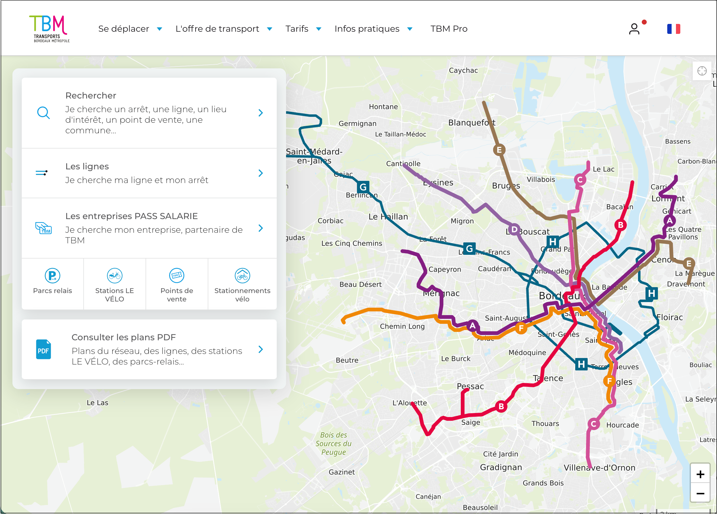 Interface du plan dynamique TBM