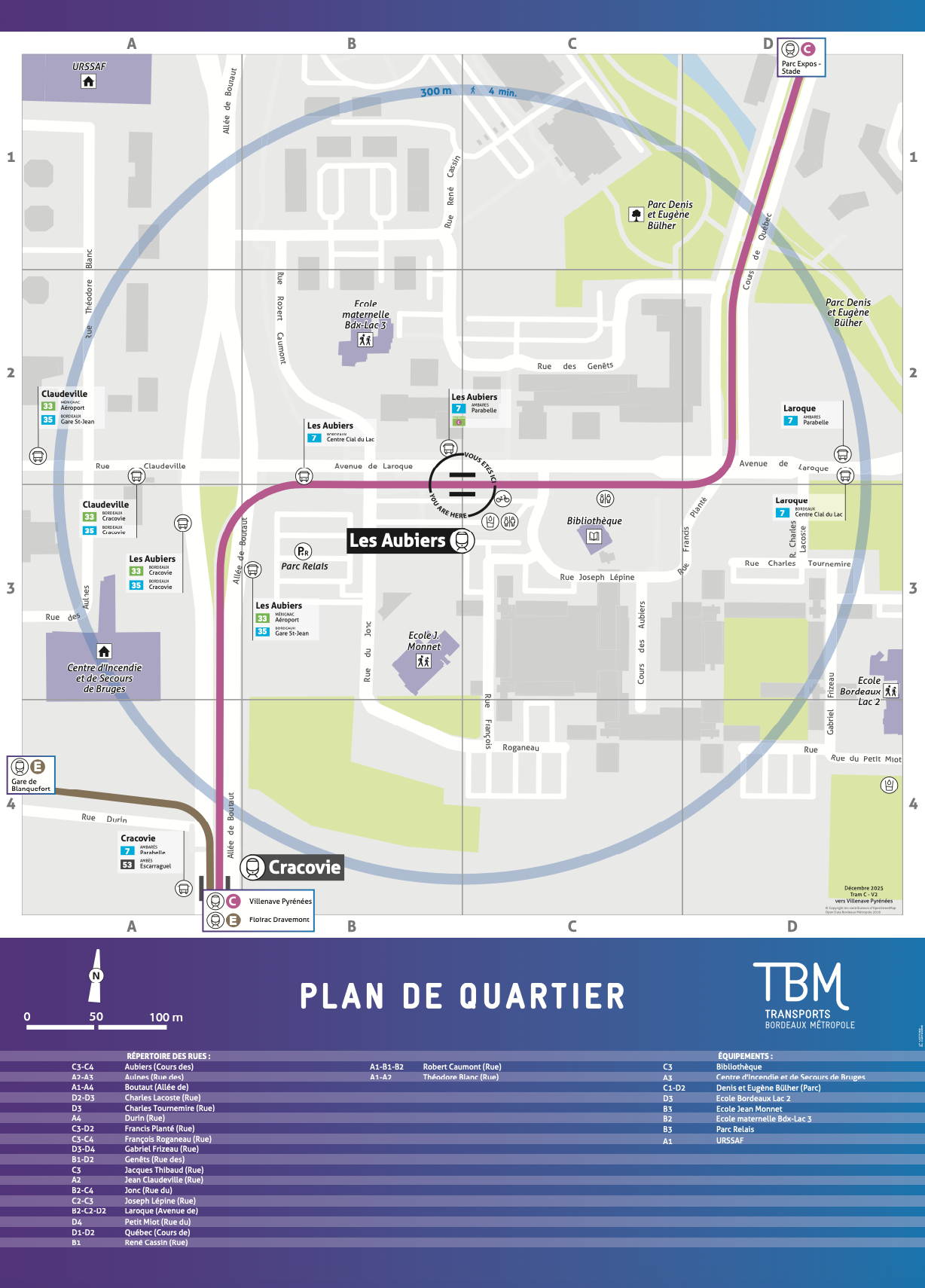 Plan de quartier en station de tram - TBM Bordeaux Métropole