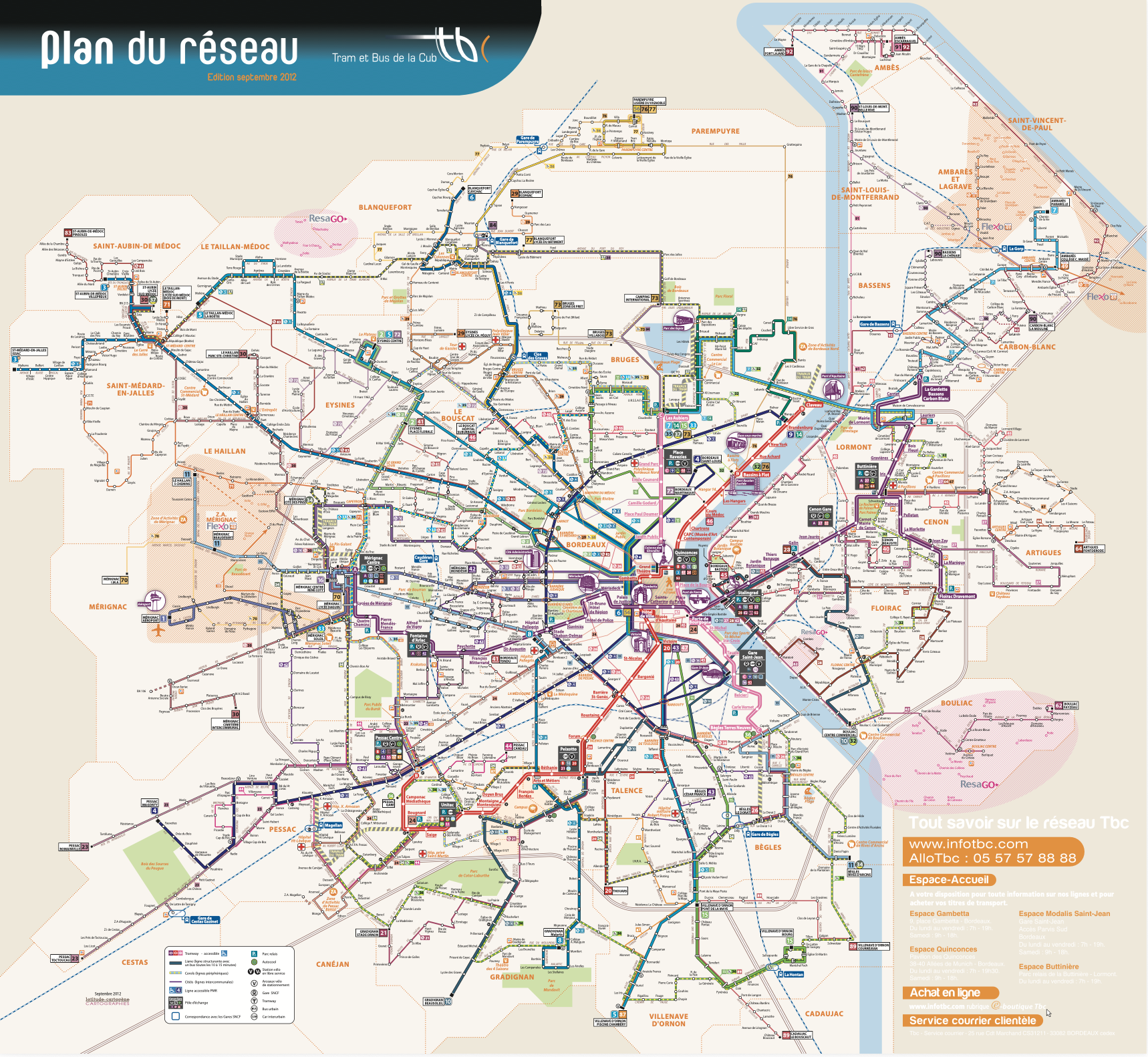 Plan du réseau TBC en 2012