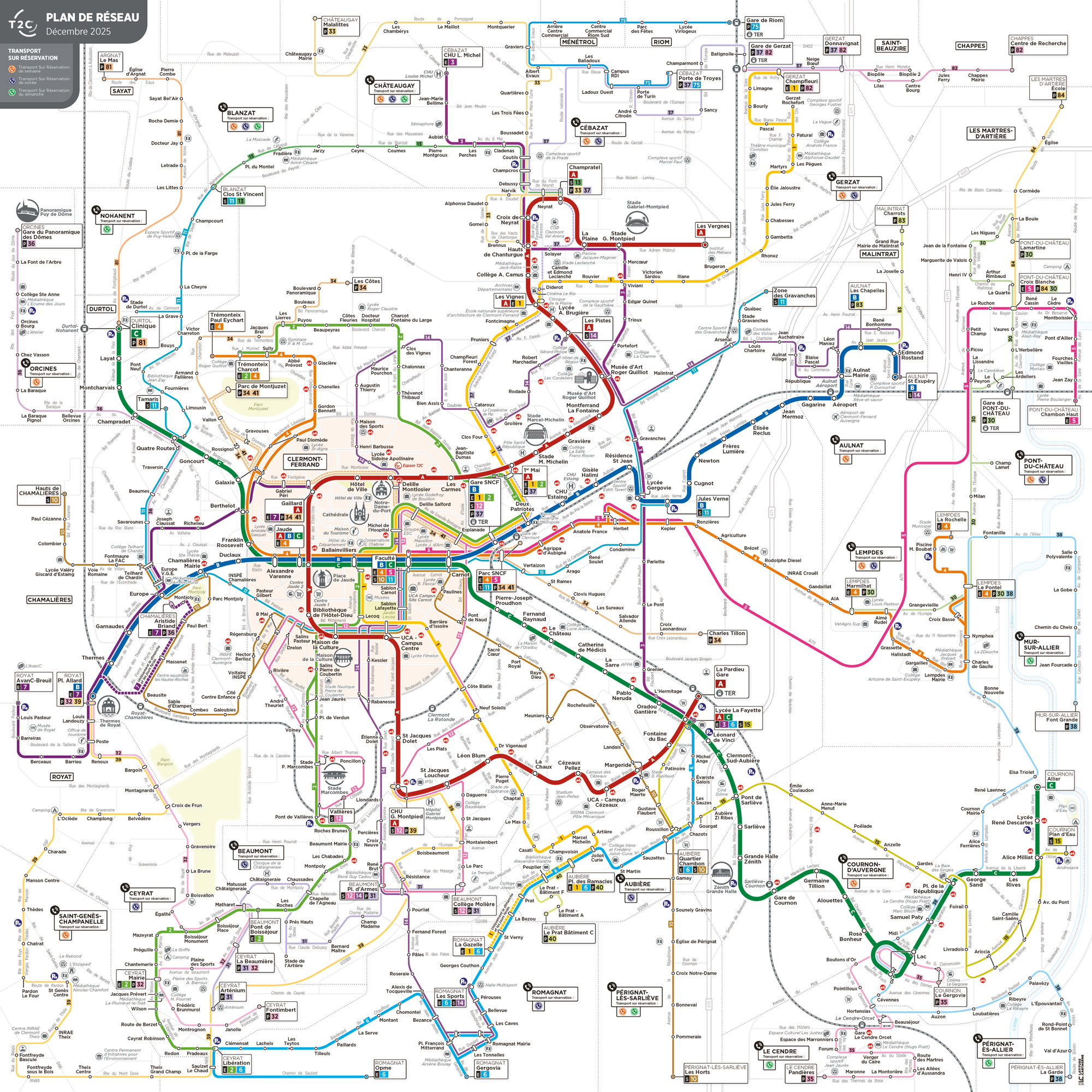 Plan géoschématique du réseau T2C