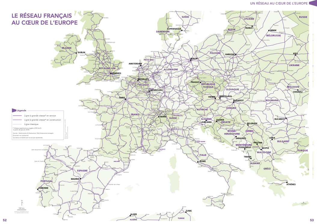 Carte du réseau français au cœur de l'Europe - Atlas 2026 (p.52-53)