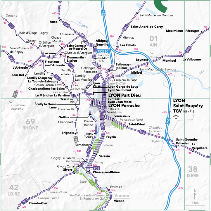 Extrait de l'atlas cartographique : Zoom sur Lyon (page 34)