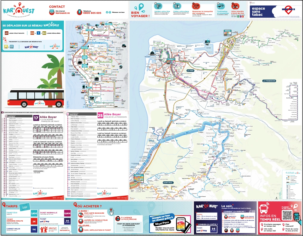 kit info-voyageur à l'abribus avec fiches horaires intégrées nativement - Kar'Ouest La Réunion